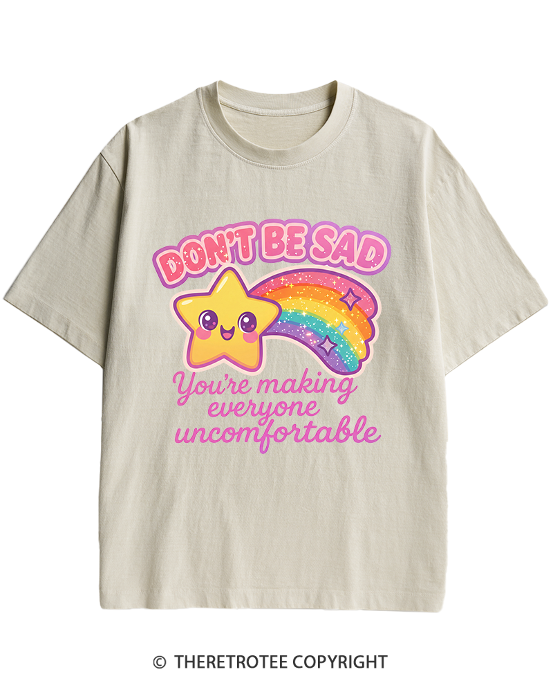 TheRetroTee Sarcastic Rainbow Star 1970s Heavy Cotton T-Shirt
