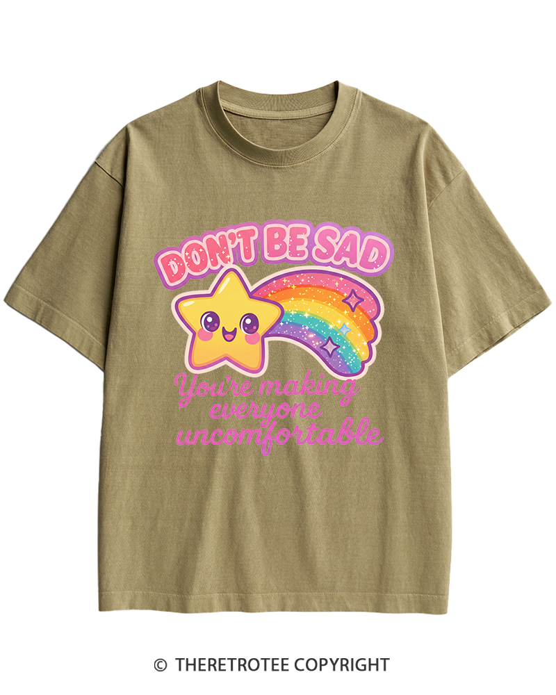 TheRetroTee Sarcastic Rainbow Star 1970s Heavy Cotton T-Shirt