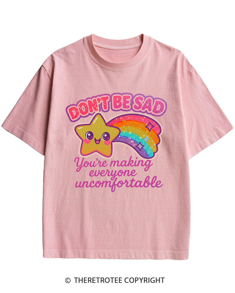 TheRetroTee Sarcastic Rainbow Star 1970s Heavy Cotton T-Shirt