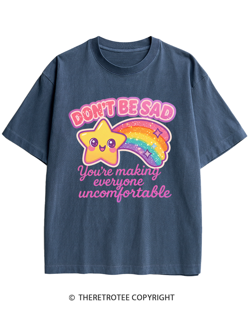 TheRetroTee Sarcastic Rainbow Star 1970s Heavy Cotton T-Shirt