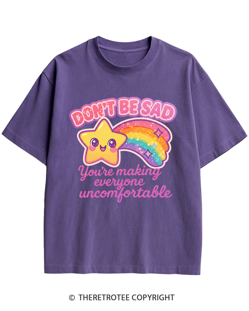 TheRetroTee Sarcastic Rainbow Star 1970s Heavy Cotton T-Shirt