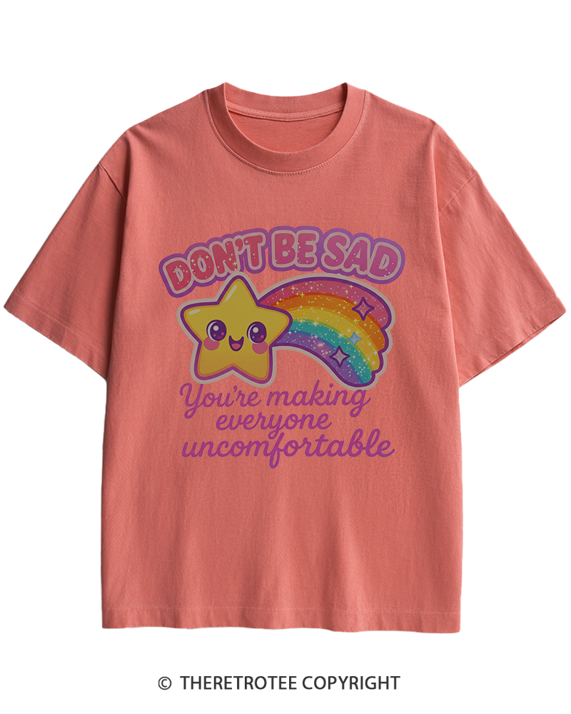 TheRetroTee Sarcastic Rainbow Star 1970s Heavy Cotton T-Shirt
