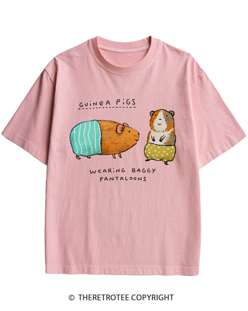 TheRetroTee Vintage Cute Guinea Pig Whimsical Heavy Cotton T-Shirt