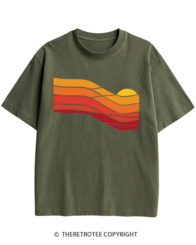 TheRetroTee Sunset Retro 1980s Heavy Cotton T-Shirt