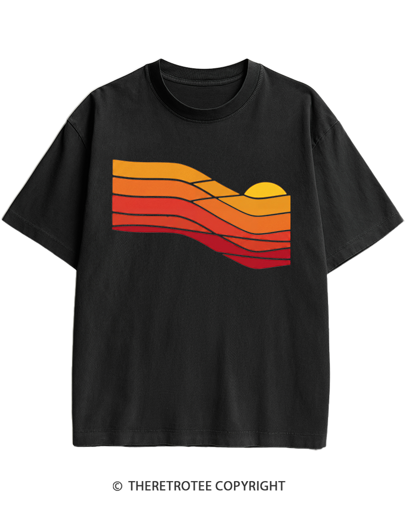 TheRetroTee Sunset Retro 1980s Heavy Cotton T-Shirt