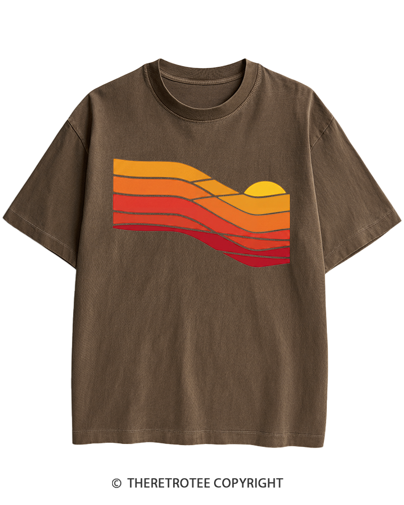 TheRetroTee Sunset Retro 1980s Heavy Cotton T-Shirt