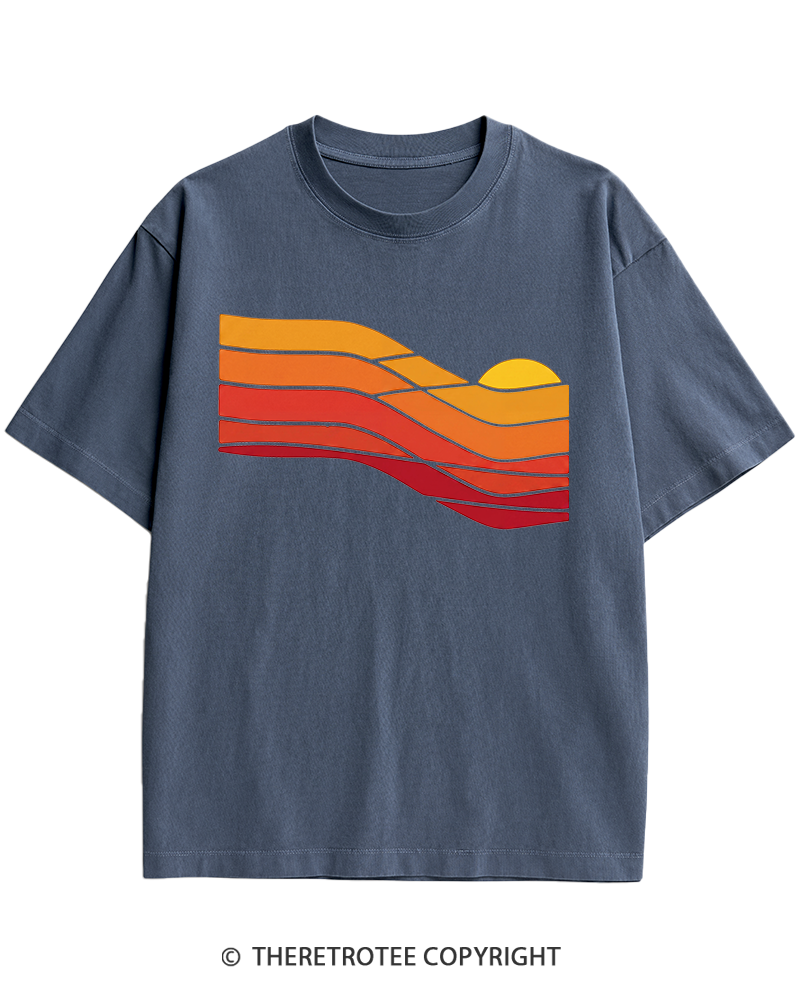 TheRetroTee Sunset Retro 1980s Heavy Cotton T-Shirt