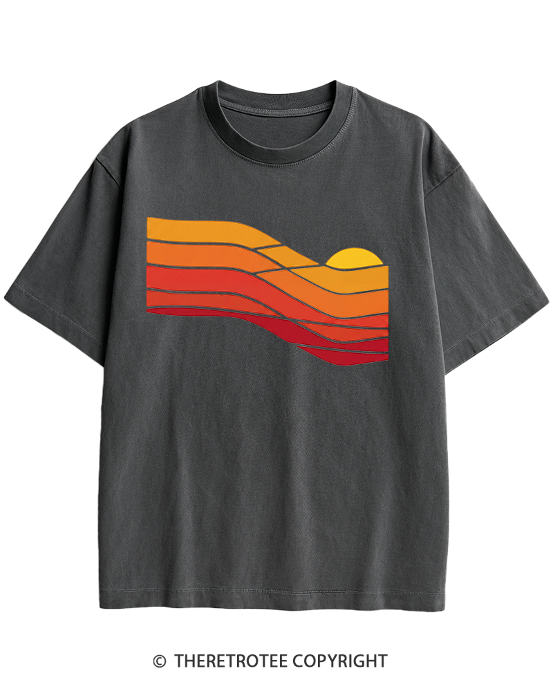 TheRetroTee Sunset Retro 1980s Heavy Cotton T-Shirt