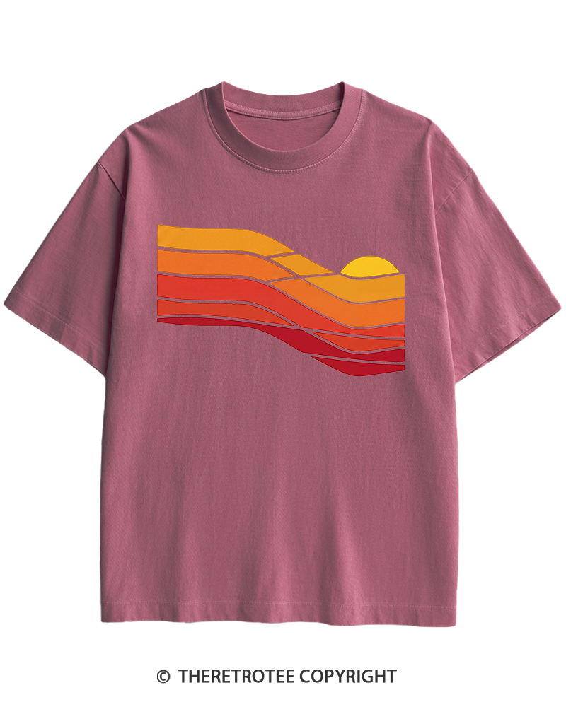 TheRetroTee Sunset Retro 1980s Heavy Cotton T-Shirt
