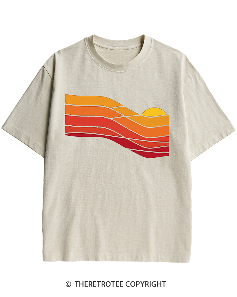TheRetroTee Sunset Retro 1980s Heavy Cotton T-Shirt