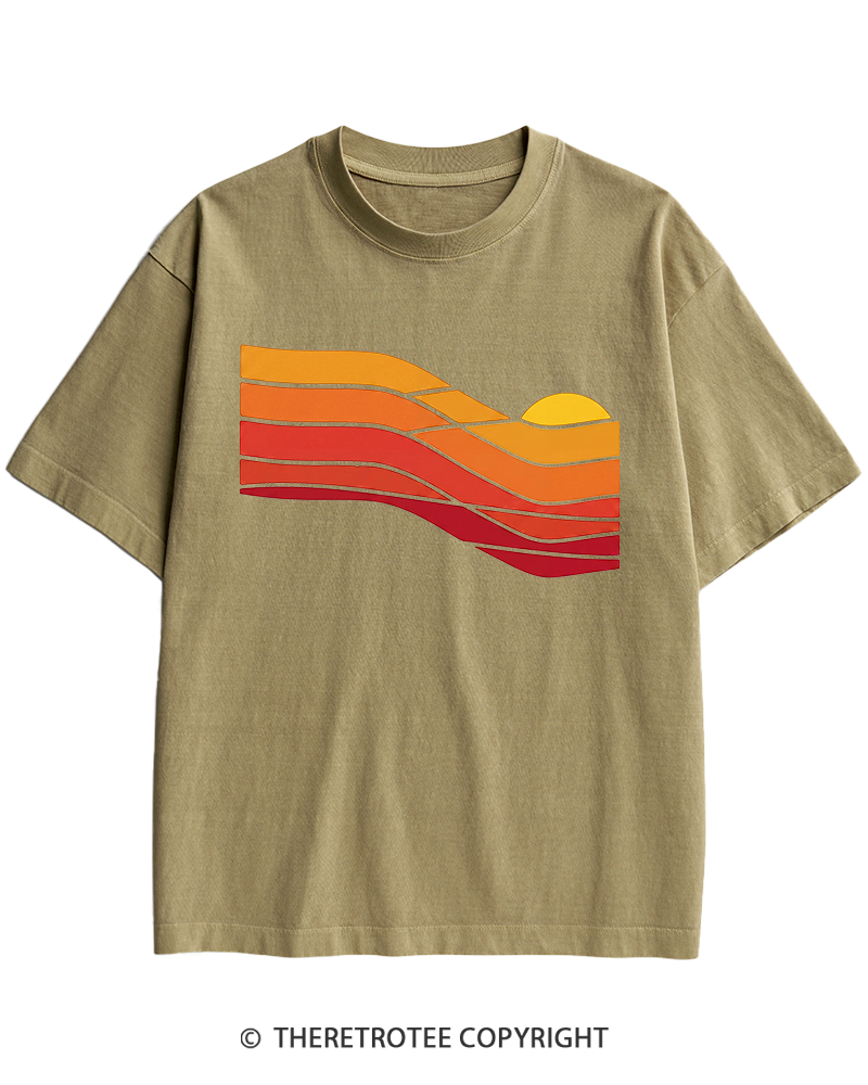 TheRetroTee Sunset Retro 1980s Heavy Cotton T-Shirt