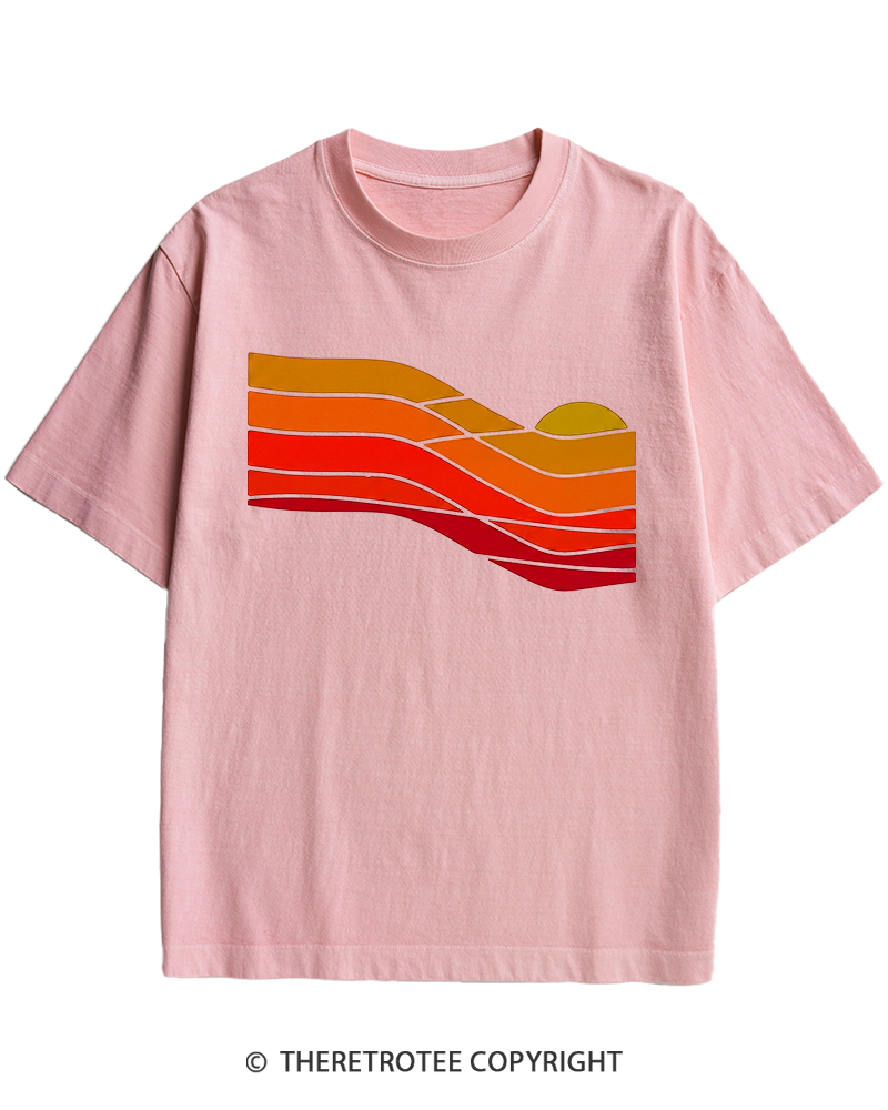 TheRetroTee Sunset Retro 1980s Heavy Cotton T-Shirt