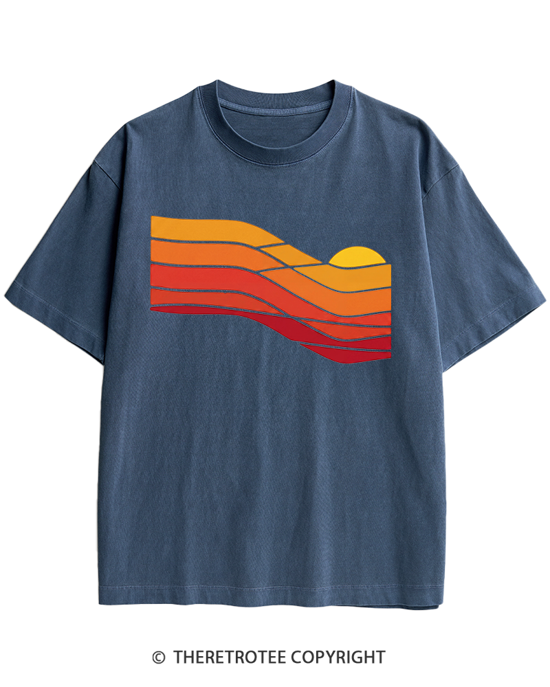 TheRetroTee Sunset Retro 1980s Heavy Cotton T-Shirt
