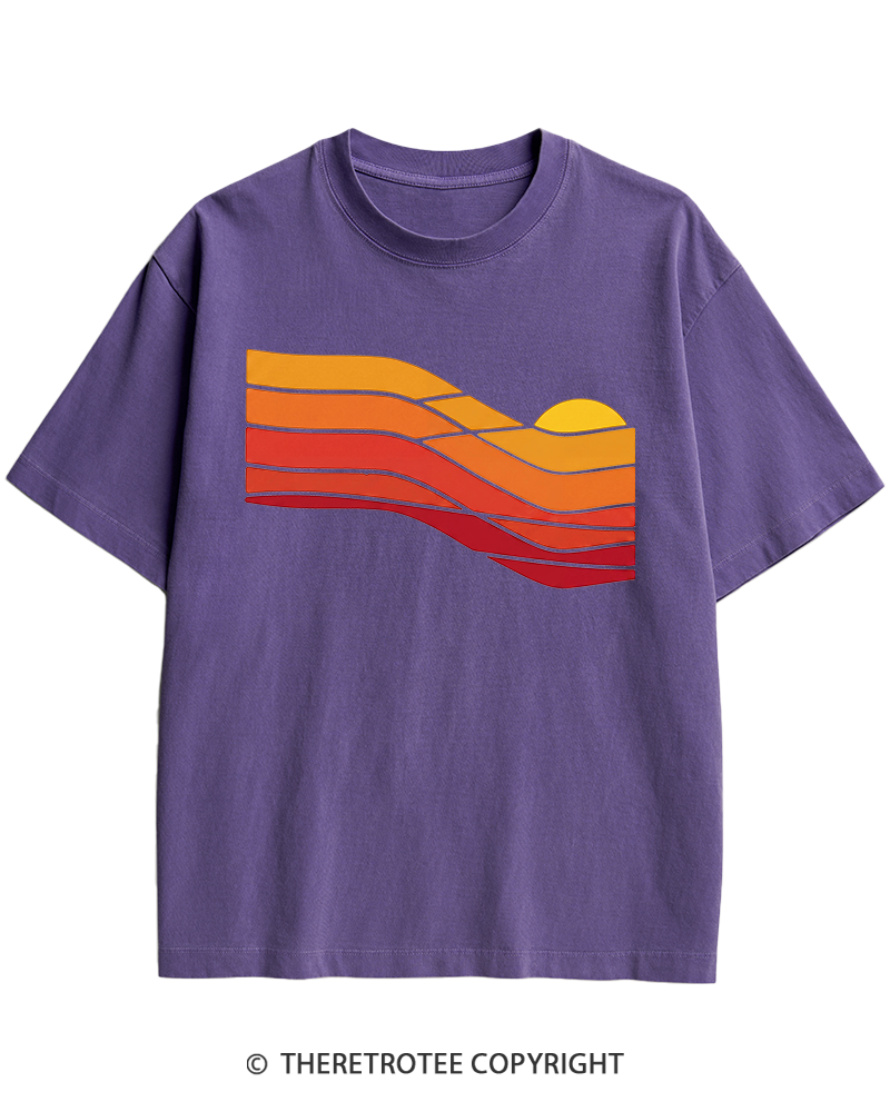 TheRetroTee Sunset Retro 1980s Heavy Cotton T-Shirt