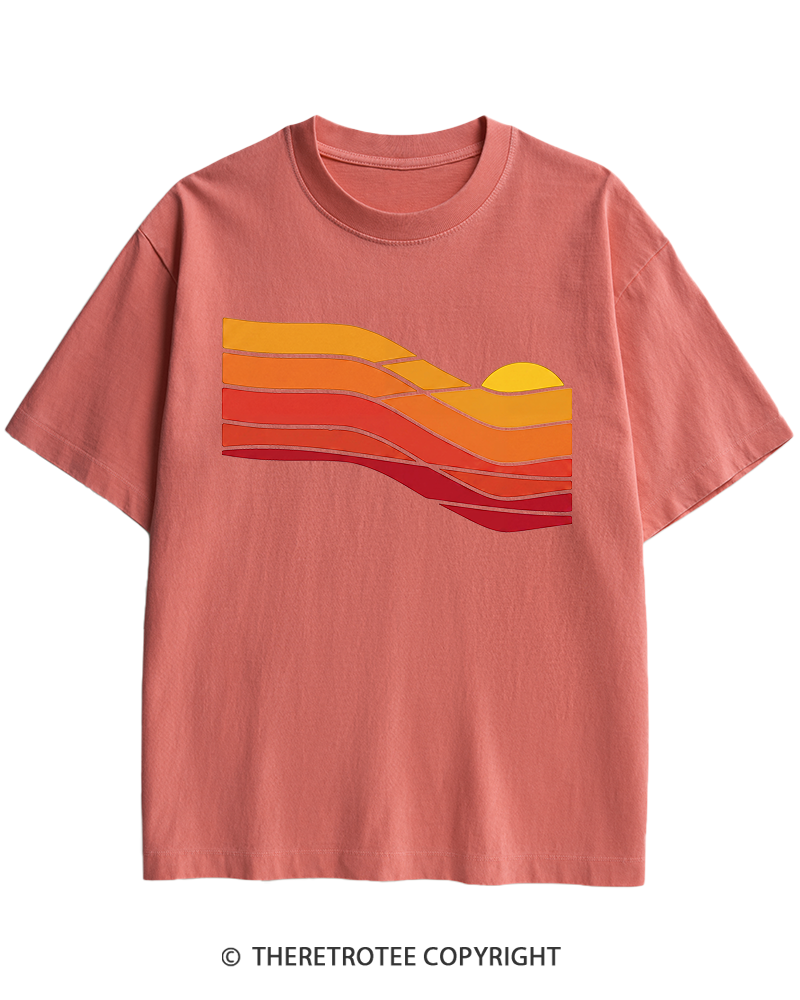 TheRetroTee Sunset Retro 1980s Heavy Cotton T-Shirt