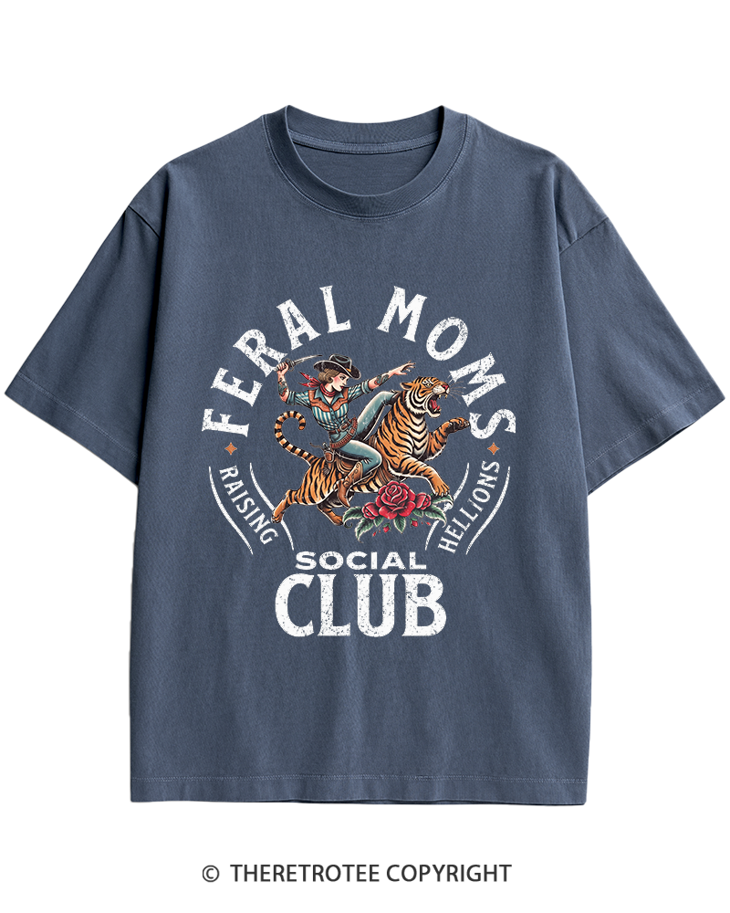 TheRetroTee Feral Moms Social Club 1950s Heavy Cotton T-Shirt