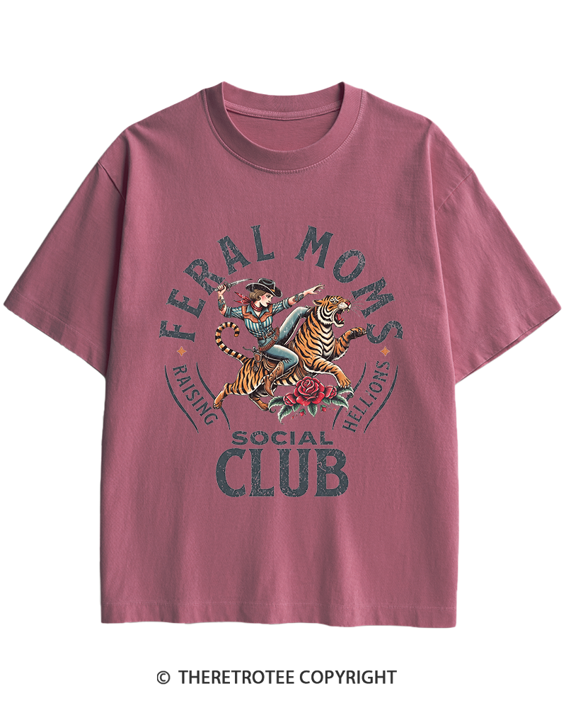 TheRetroTee Feral Moms Social Club 1950s Heavy Cotton T-Shirt