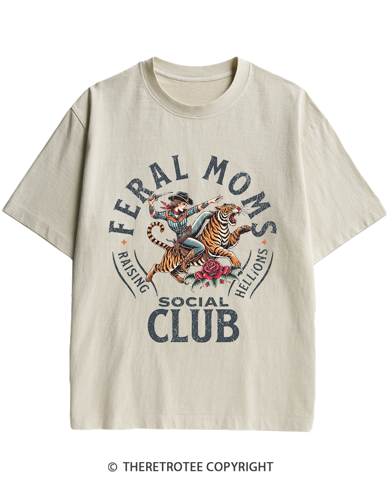 TheRetroTee Feral Moms Social Club 1950s Heavy Cotton T-Shirt