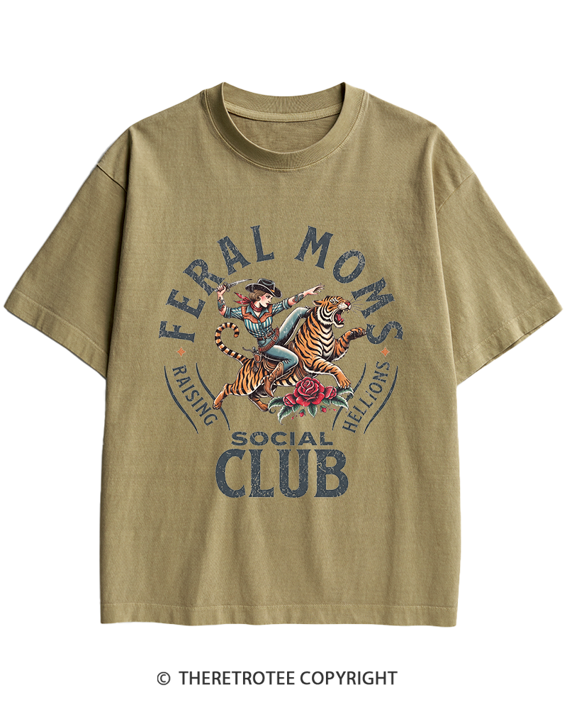 TheRetroTee Feral Moms Social Club 1950s Heavy Cotton T-Shirt