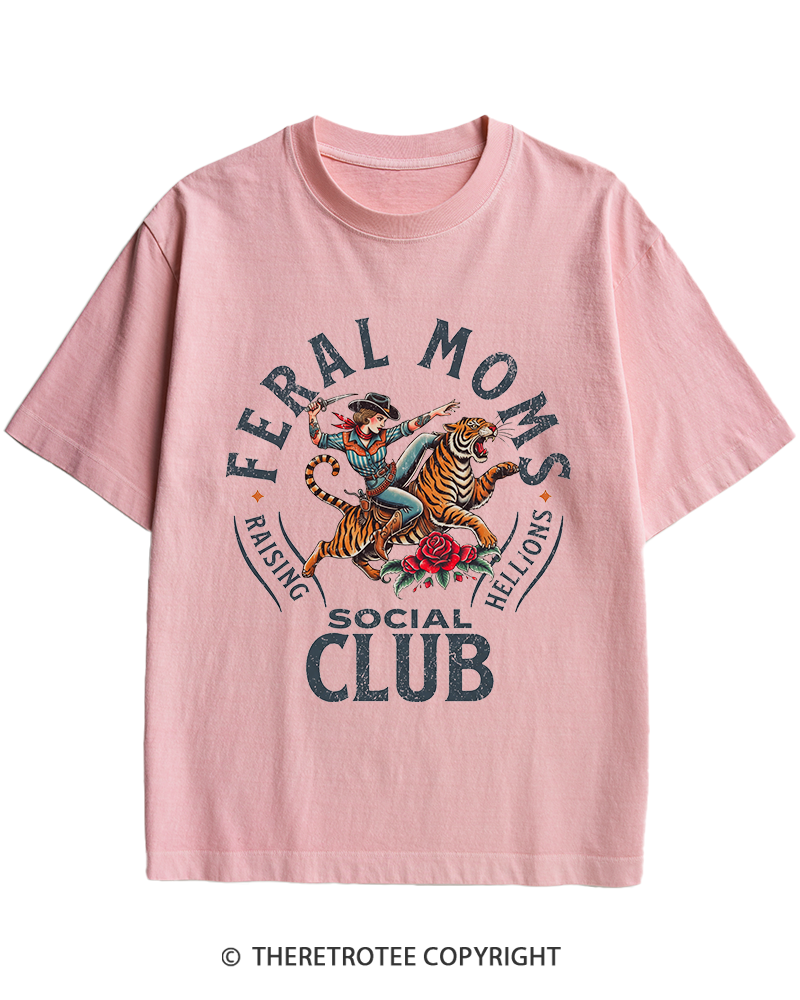 TheRetroTee Feral Moms Social Club 1950s Heavy Cotton T-Shirt