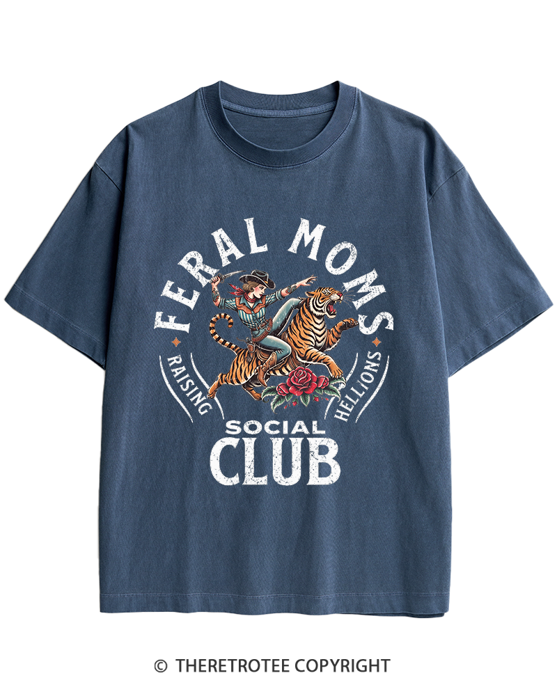 TheRetroTee Feral Moms Social Club 1950s Heavy Cotton T-Shirt