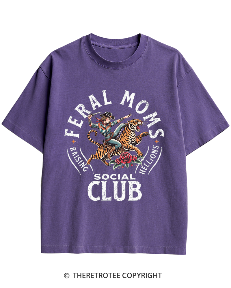 TheRetroTee Feral Moms Social Club 1950s Heavy Cotton T-Shirt