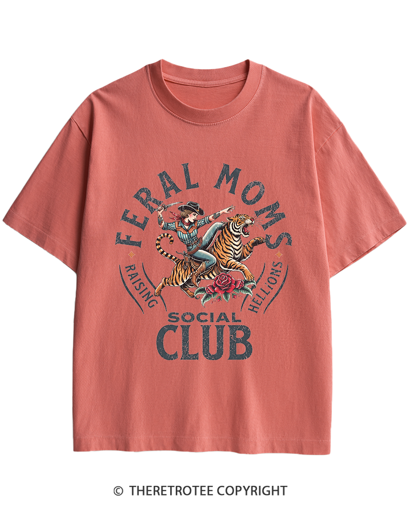 TheRetroTee Feral Moms Social Club 1950s Heavy Cotton T-Shirt