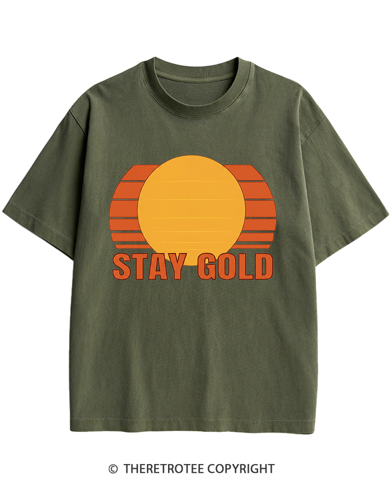 TheRetroTee Stay Gold 1980s Heavy Cotton T-Shirt