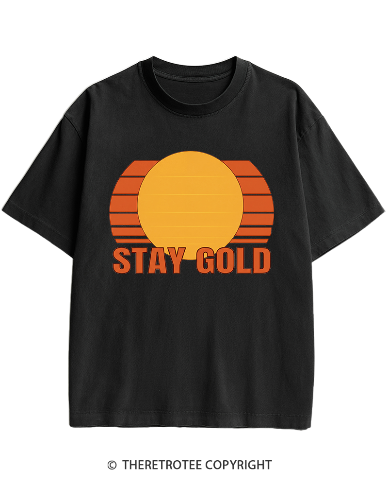 TheRetroTee Stay Gold 1980s Heavy Cotton T-Shirt