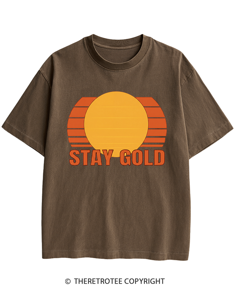 TheRetroTee Stay Gold 1980s Heavy Cotton T-Shirt