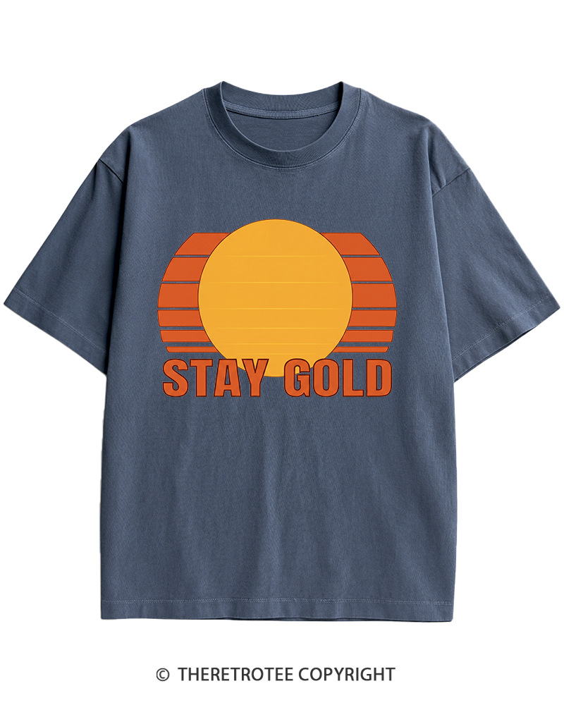 TheRetroTee Stay Gold 1980s Heavy Cotton T-Shirt