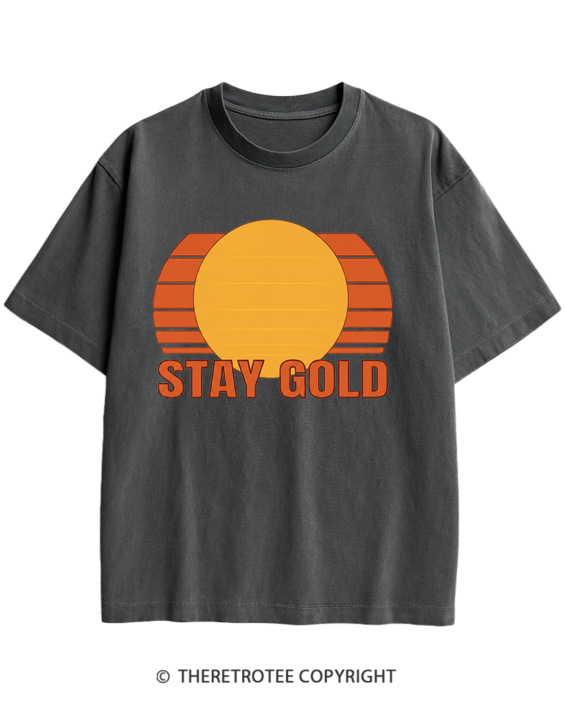 TheRetroTee Stay Gold 1980s Heavy Cotton T-Shirt