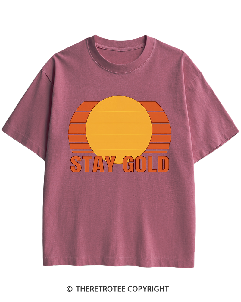 TheRetroTee Stay Gold 1980s Heavy Cotton T-Shirt