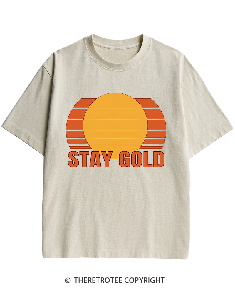 TheRetroTee Stay Gold 1980s Heavy Cotton T-Shirt