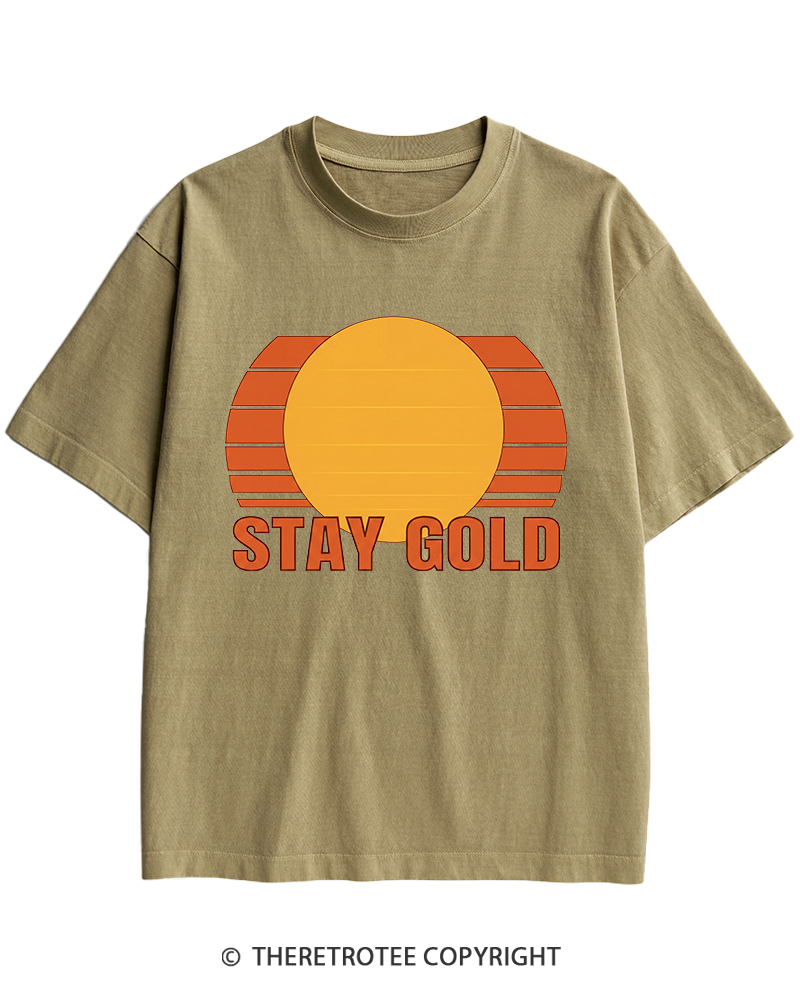 TheRetroTee Stay Gold 1980s Heavy Cotton T-Shirt