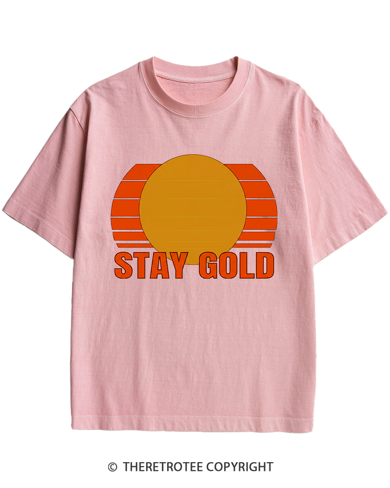 TheRetroTee Stay Gold 1980s Heavy Cotton T-Shirt