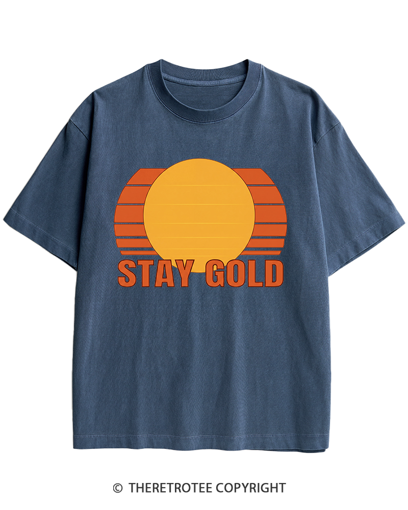 TheRetroTee Stay Gold 1980s Heavy Cotton T-Shirt