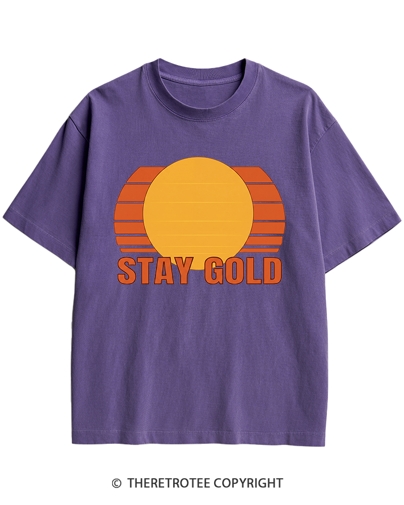 TheRetroTee Stay Gold 1980s Heavy Cotton T-Shirt