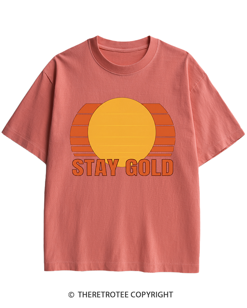 TheRetroTee Stay Gold 1980s Heavy Cotton T-Shirt