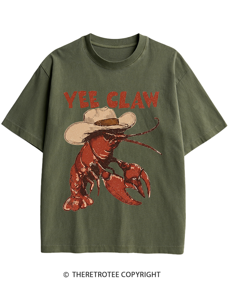 TheRetroTee Trendy Yee Claw 1980s Heavy Cotton T-Shirt