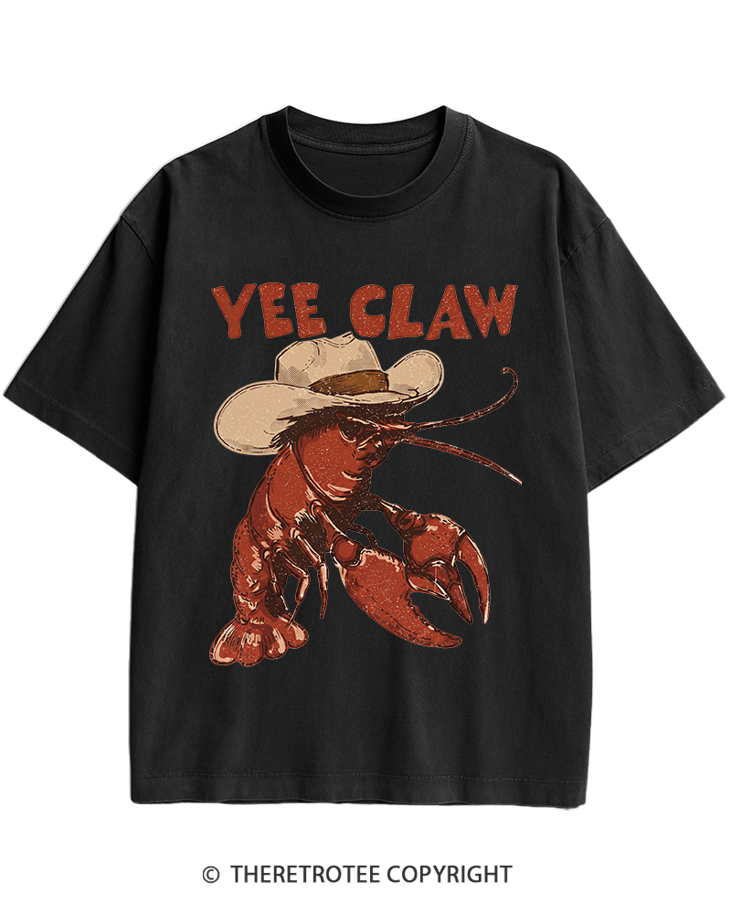 TheRetroTee Trendy Yee Claw 1980s Heavy Cotton T-Shirt