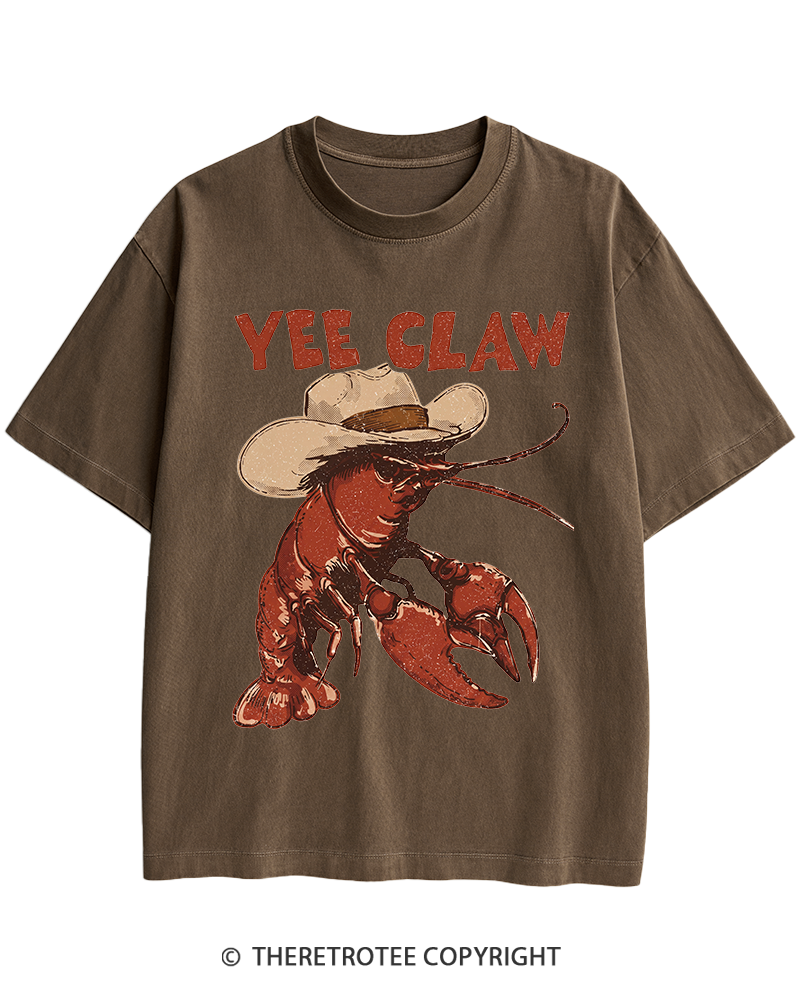 TheRetroTee Trendy Yee Claw 1980s Heavy Cotton T-Shirt