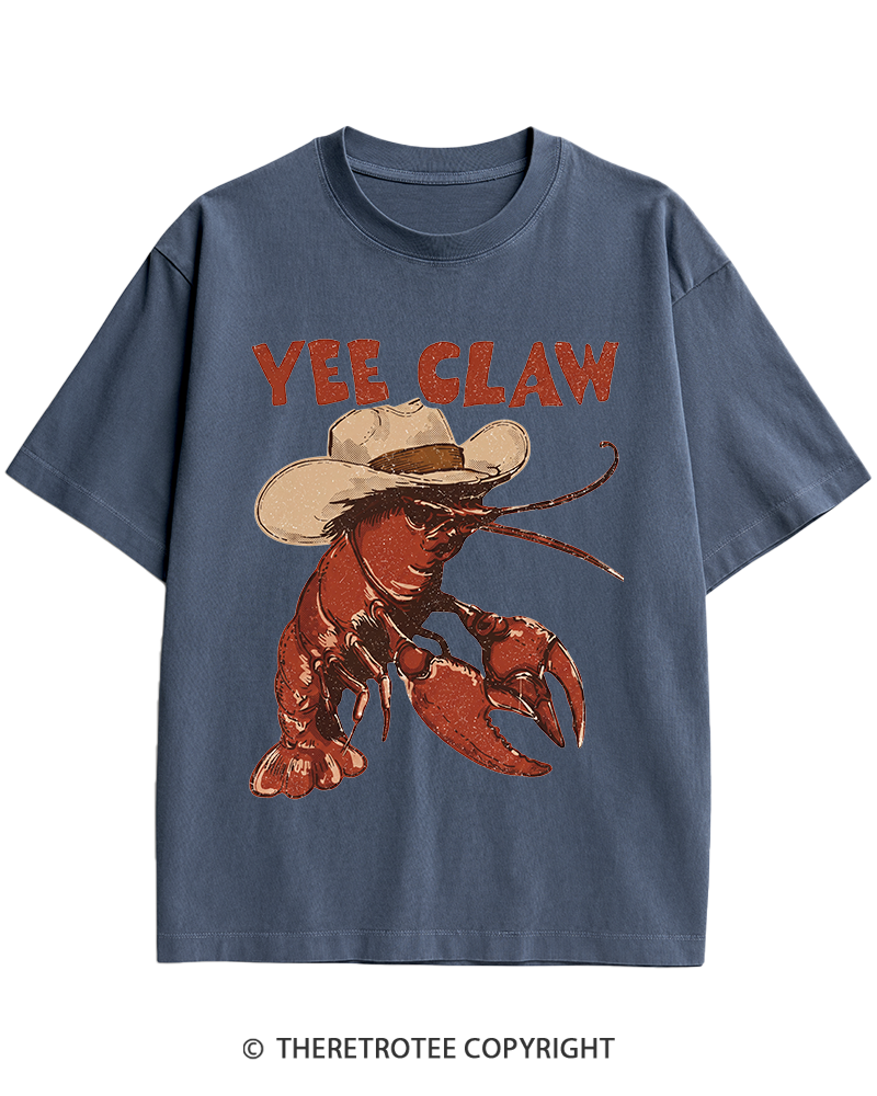 TheRetroTee Trendy Yee Claw 1980s Heavy Cotton T-Shirt