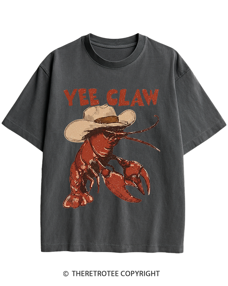 TheRetroTee Trendy Yee Claw 1980s Heavy Cotton T-Shirt
