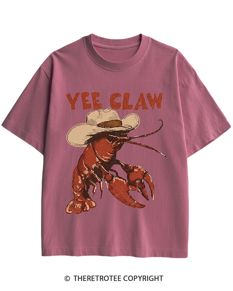 TheRetroTee Trendy Yee Claw 1980s Heavy Cotton T-Shirt