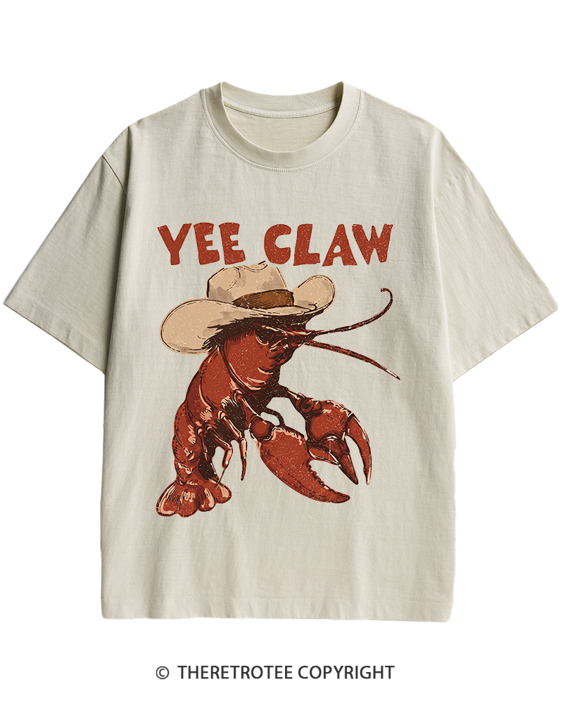 TheRetroTee Trendy Yee Claw 1980s Heavy Cotton T-Shirt