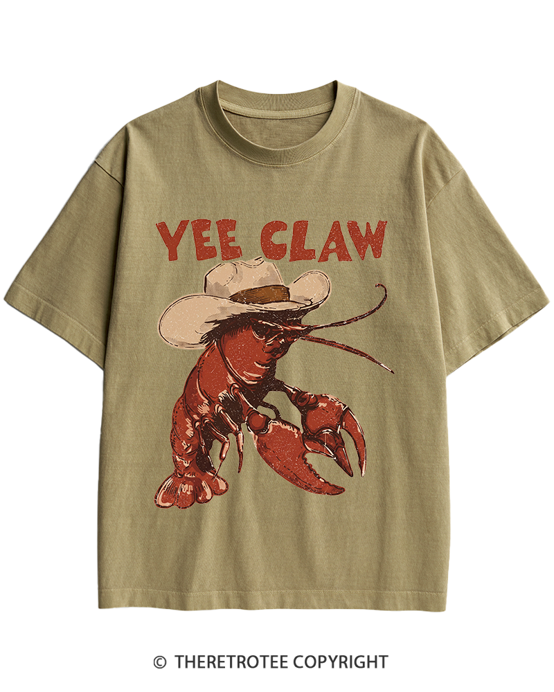 TheRetroTee Trendy Yee Claw 1980s Heavy Cotton T-Shirt