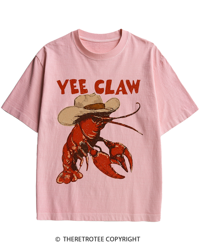 TheRetroTee Trendy Yee Claw 1980s Heavy Cotton T-Shirt