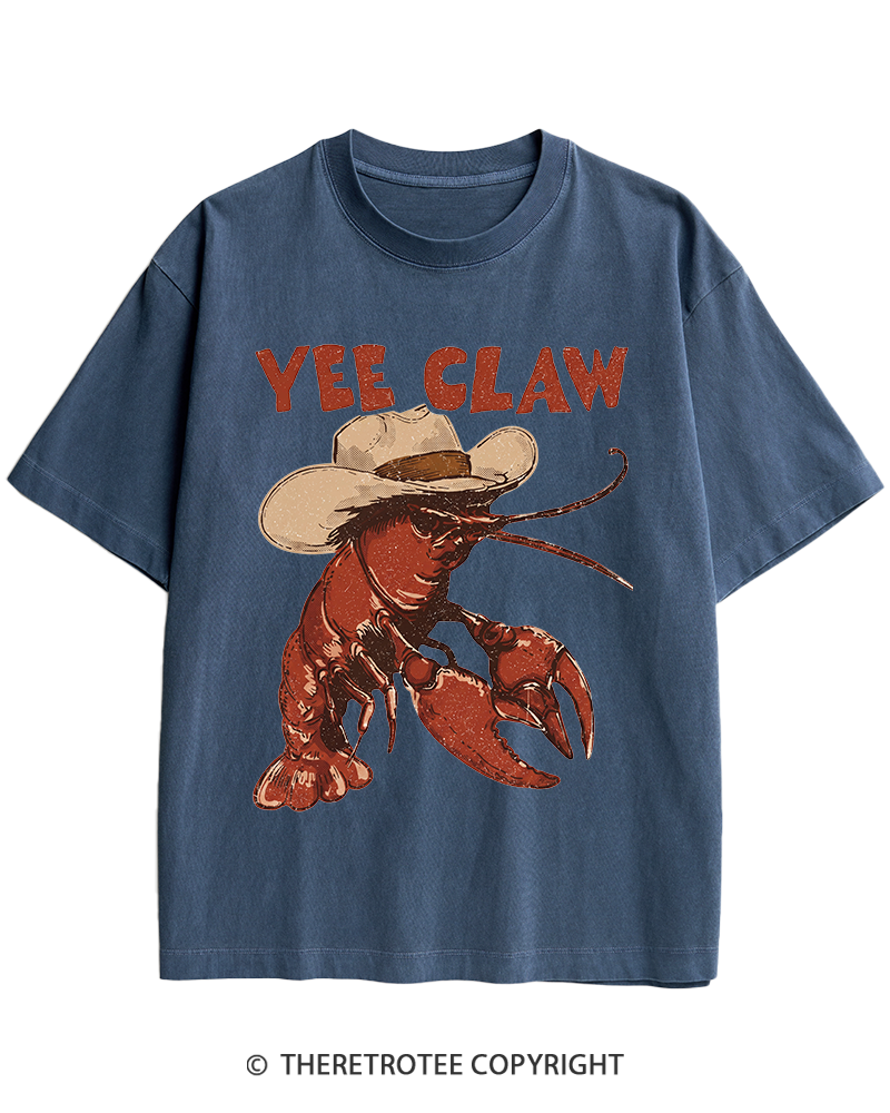 TheRetroTee Trendy Yee Claw 1980s Heavy Cotton T-Shirt