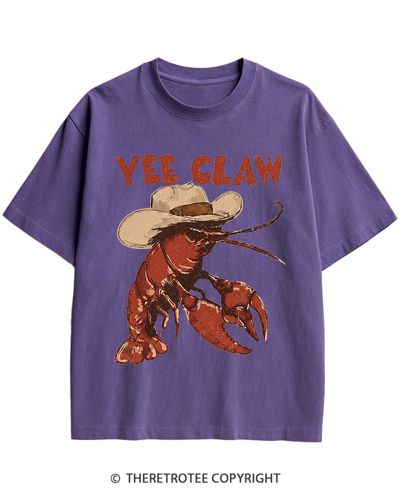 TheRetroTee Trendy Yee Claw 1980s Heavy Cotton T-Shirt